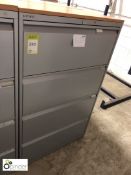 Grey 4-drawer lateral Filing Cabinet, 800mm x 470mm x 1320mm high with beech effect top