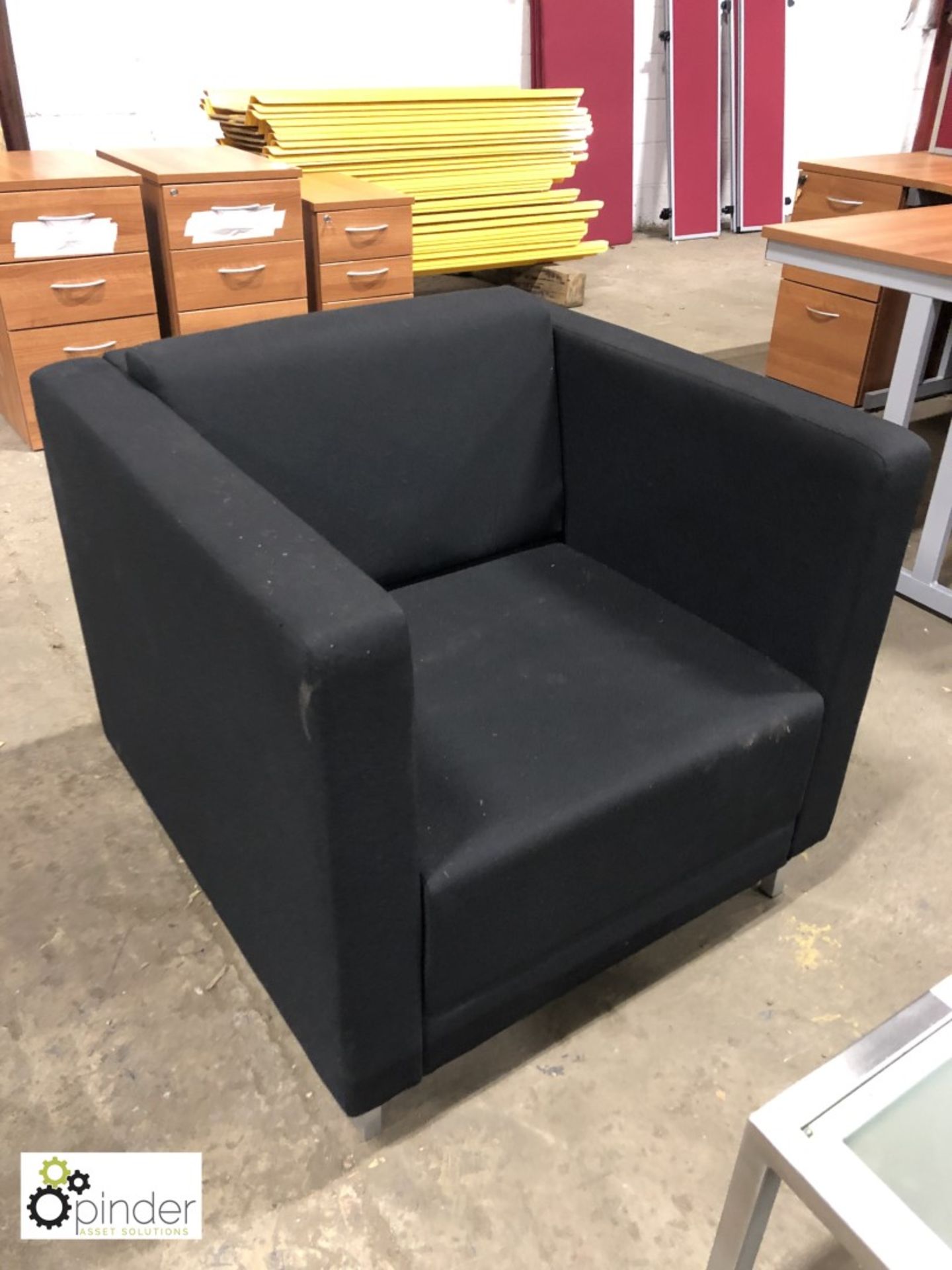 Pair upholstered Tub Chairs, black, with chrome and glass coffee table - Image 2 of 3