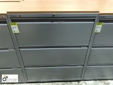 Grey 3-drawer lateral Filing Cabinet, 800mm x 470mm x 1040mm high, with beech effect top