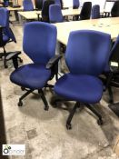 2 upholstered swivel Armchairs, blue