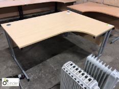 Light oak effect shaped Desk, 1600mm x 1200mm max