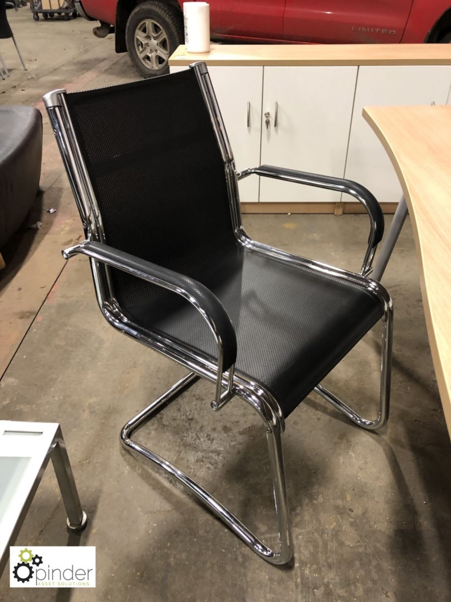 4 Sitland chrome framed cantilever Meeting Armchairs - Image 2 of 3