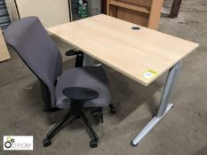 Beech effect Office Table, 1200mm x 800mm, with Senator swivel office armchair, blizzard