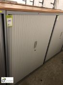 Grey shutter front Cabinet, 1000mm x 470mm x 1330mm high, with beech effect top