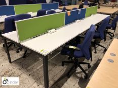 Herman Miller 6-person Desk System, 4200mm x 1230mm, with 3 privacy screens and 6 power sockets