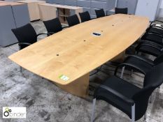 Beech effect 2-piece Boardroom Table, 4000mm x 1400mm