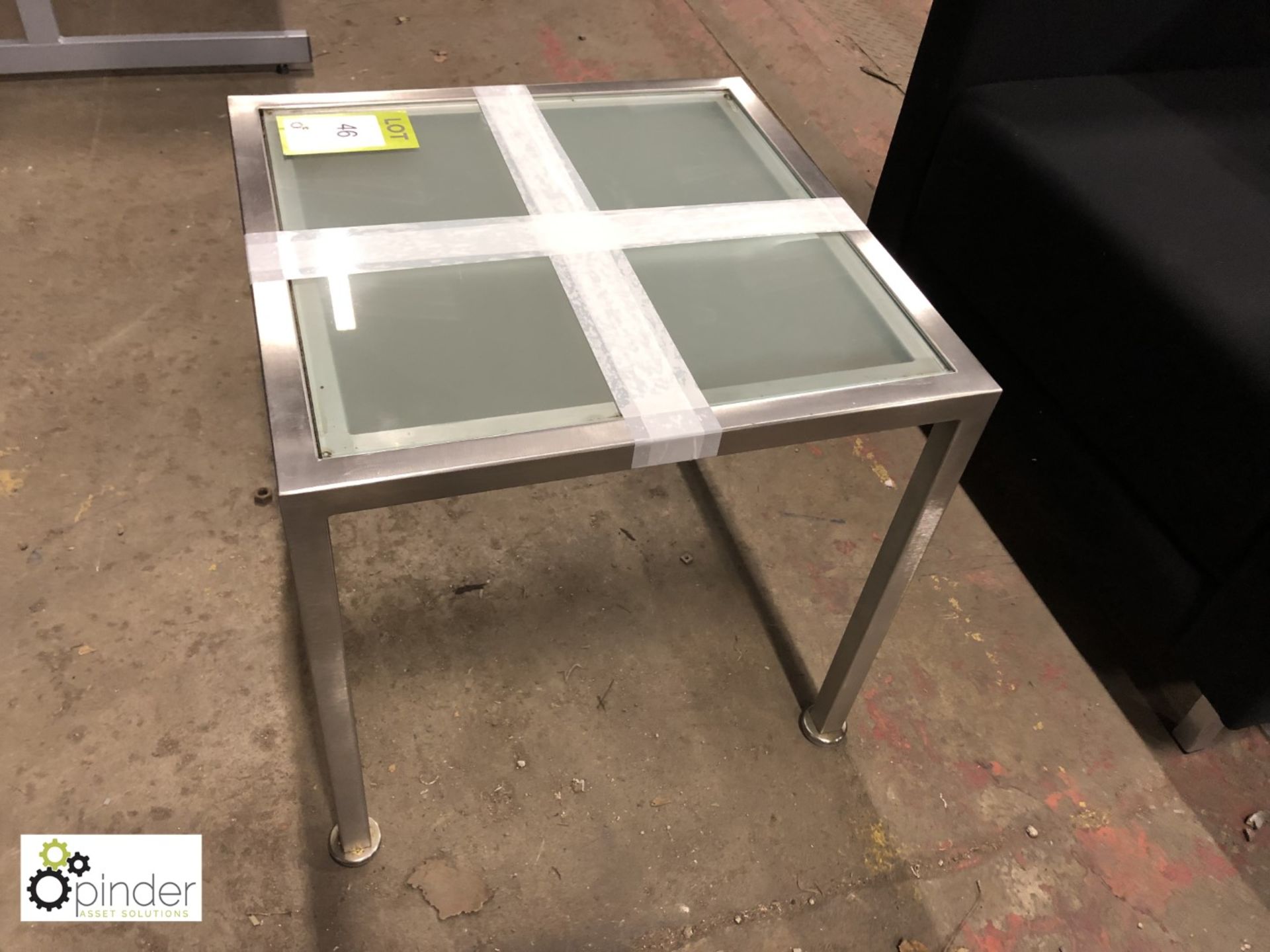 Pair upholstered Tub Chairs, black, with chrome and glass coffee table - Image 3 of 3