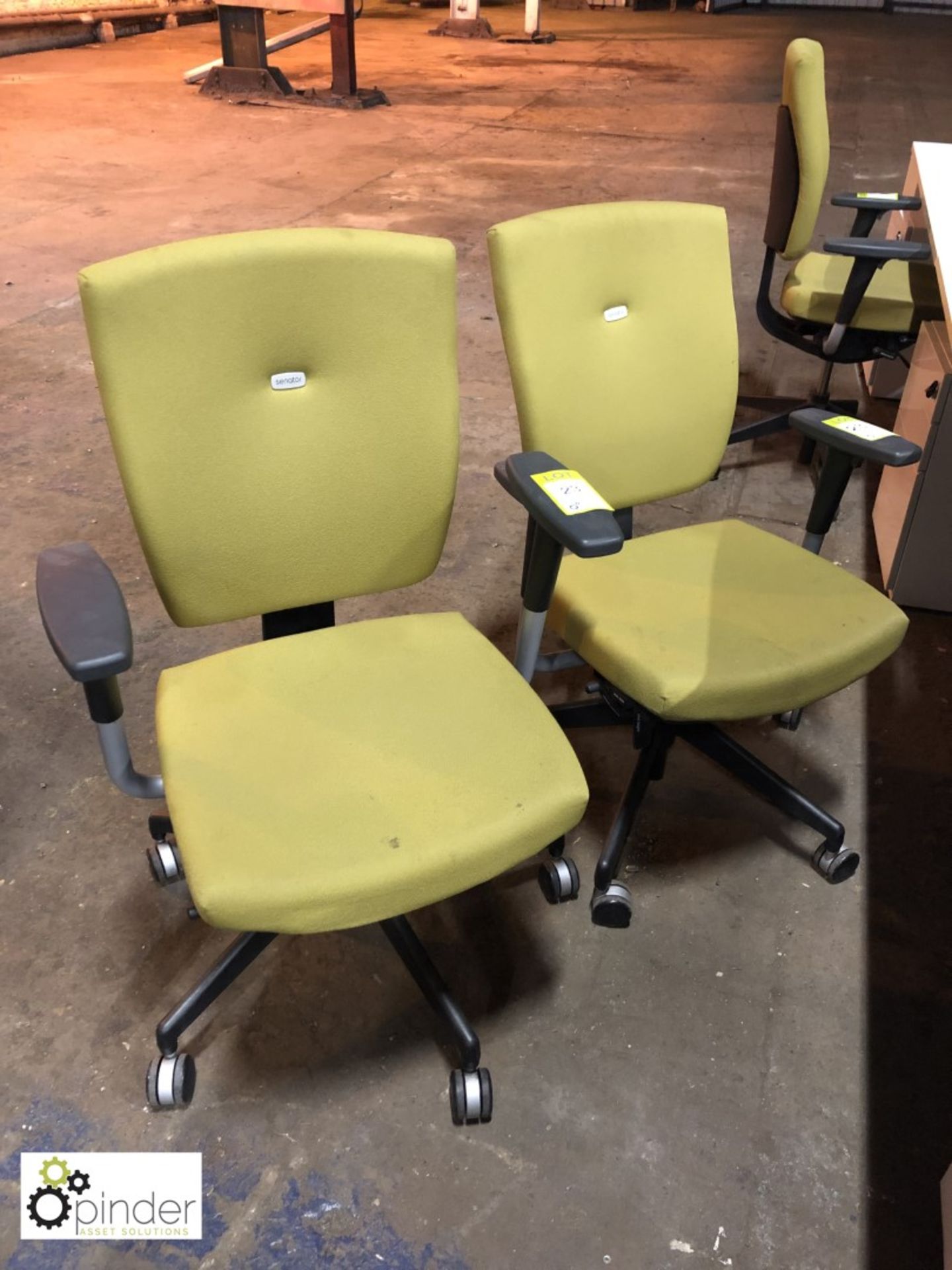 2 Senator upholstered operators fully adjustable swivel Chairs