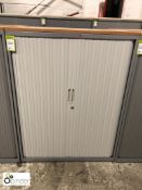 Grey shutter front Cabinet, 1000mm x 470mm x 1330mm high, with oak effect top