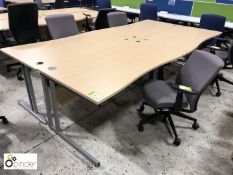 4-person Desk Cluster comprising 4 oak effect shaped desks 1600mm x 800mm