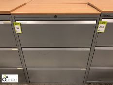 Grey 3-drawer lateral Filing Cabinet, 800mm x 470mm x 1040mm high, with beech effect top