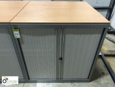 Grey shutter front Cabinet, 1000mm x 470mm x 1040mm high, with oak effect top