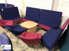 4 Allermuir upholstered shaped Breakout Sofas, 3 Allenmuir upholstered Chairs and beech effect