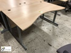 Beech effect shaped Desk, 1600mm x 1000mm max