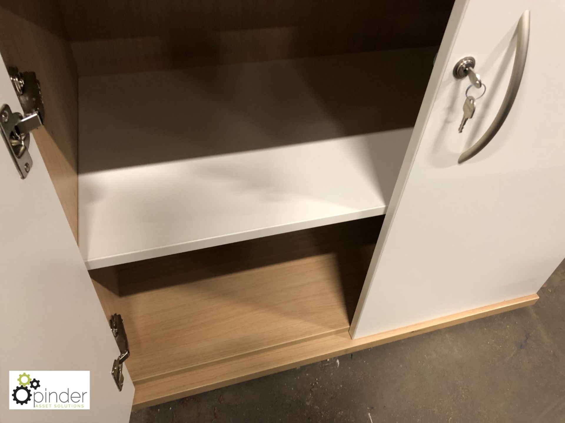 4-door Storage Cabinet, 1620mm x 500mm, cream, with oak top - Image 2 of 2