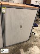 Grey shutter front Cabinet, 1000mm x 470mm x 1330mm high, with oak effect top