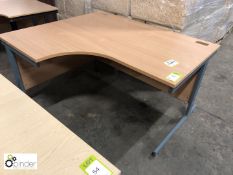 Beech effect shaped Desk, 1400mm x 1200mm max