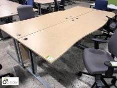 4-person Desk Cluster comprising 4 oak effect shaped desks 1600mm x 800mm
