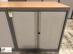 Grey shutter front Cabinet, 1000mm x 470mm x 1040mm high, with oak effect top