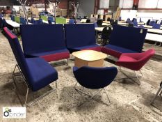4 Allermuir upholstered shaped Breakout Sofas, 2 Allenmuir upholstered Chairs and beech effect