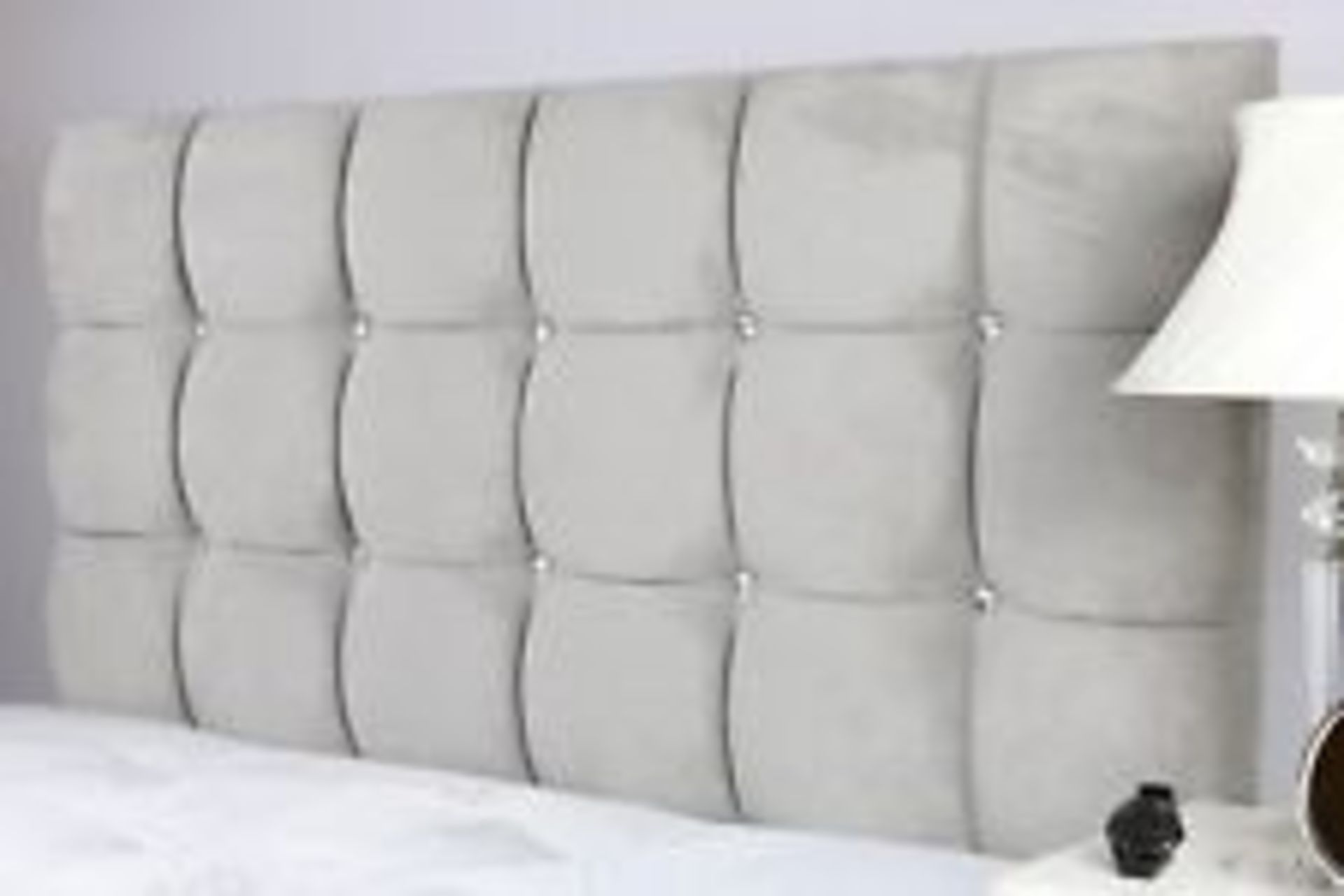 Headboard - Upholstered cube block crushed silver velvet to fit 5ft King size bed 1524mm x 660mm