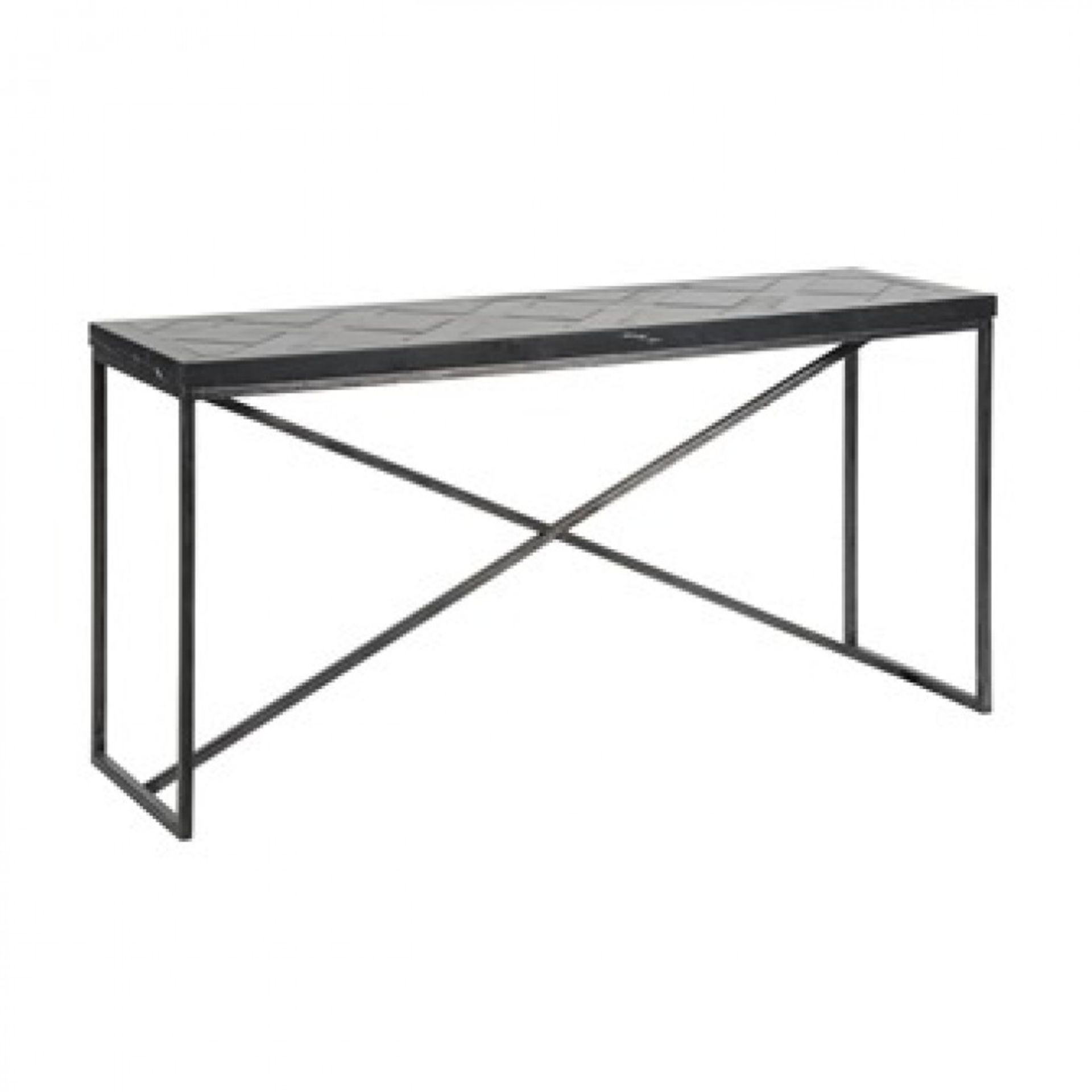 Versailles Console Table Marble Black Honed + Iron 153 X 45 X 76cm Rrp 1220