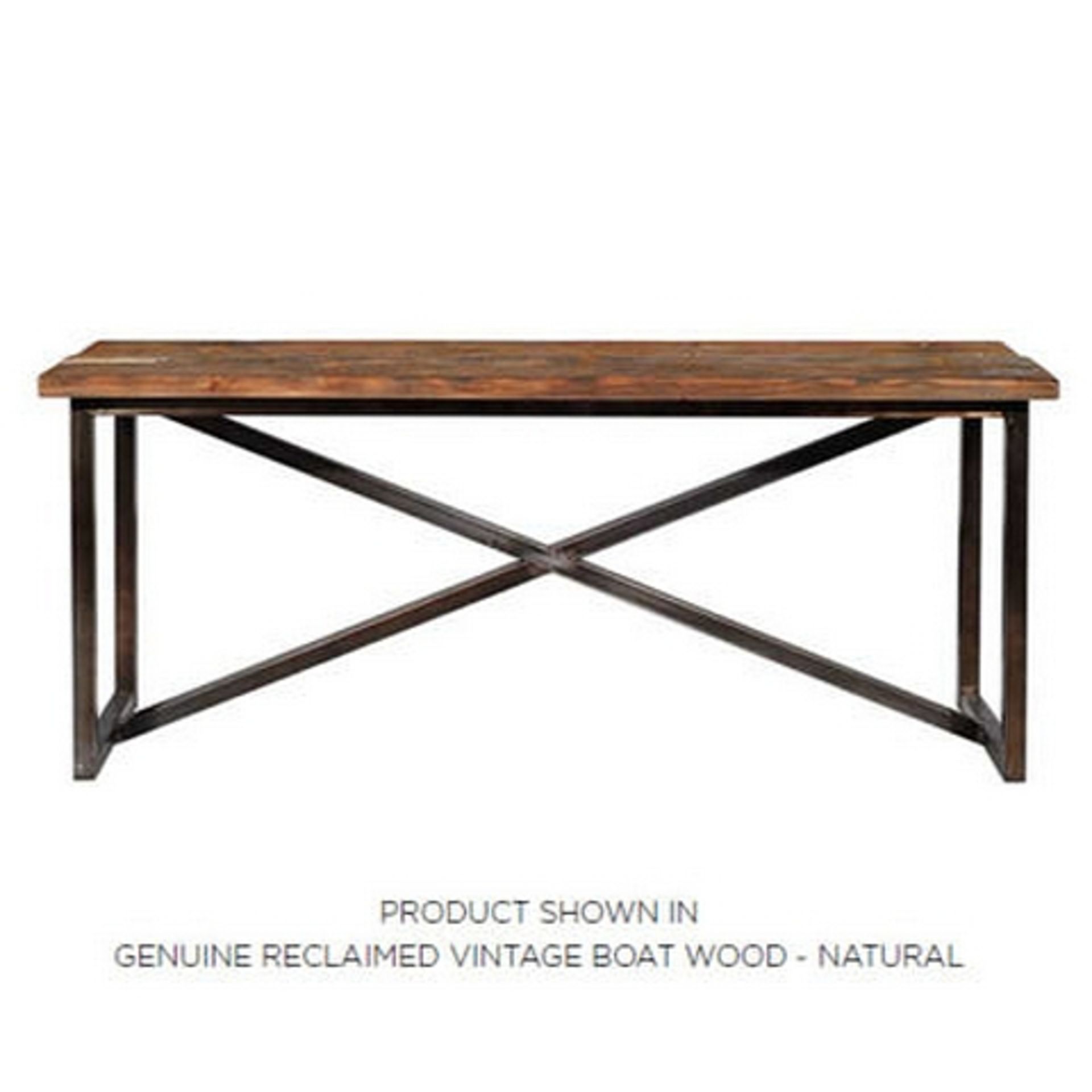 Axel Console Table Natural Genuine Reclaimed Vintage Boat Wood Natural 183 X 60 X 76cm The Axel