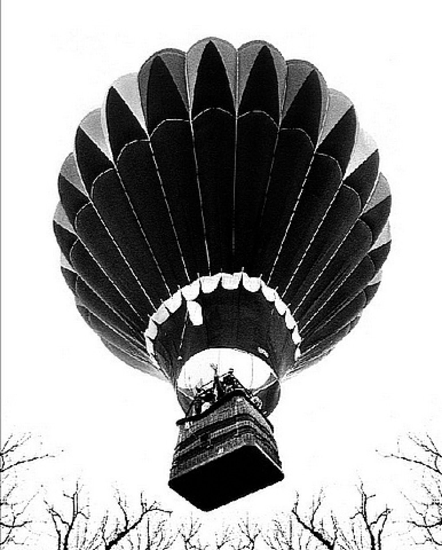 Vintage Moleskin Hot Air Balloon Art - Artwork (100x82) Black Wood