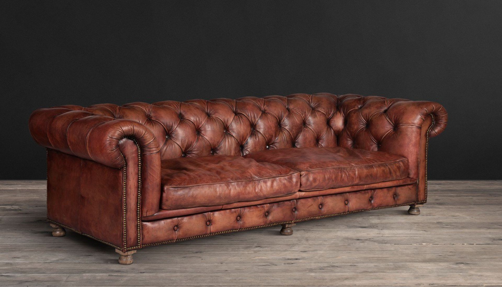 Westminster 2.5 Seater Vintage Cigar Leather Sofa W220 X D97 X H74- Inspired By The Traditional