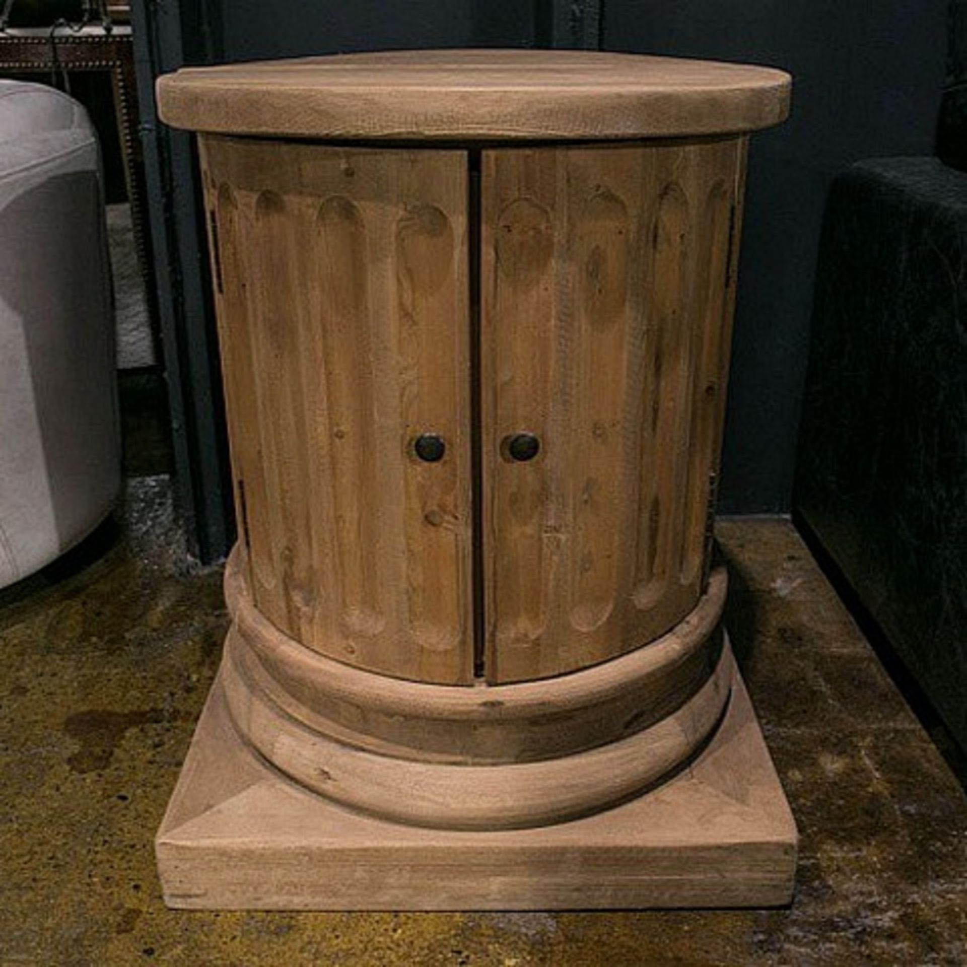 Salvage Pilaster Lamp Table-Genuine English Reclaimed Timber 570mm Diameter X 780mm Tall rrp £790