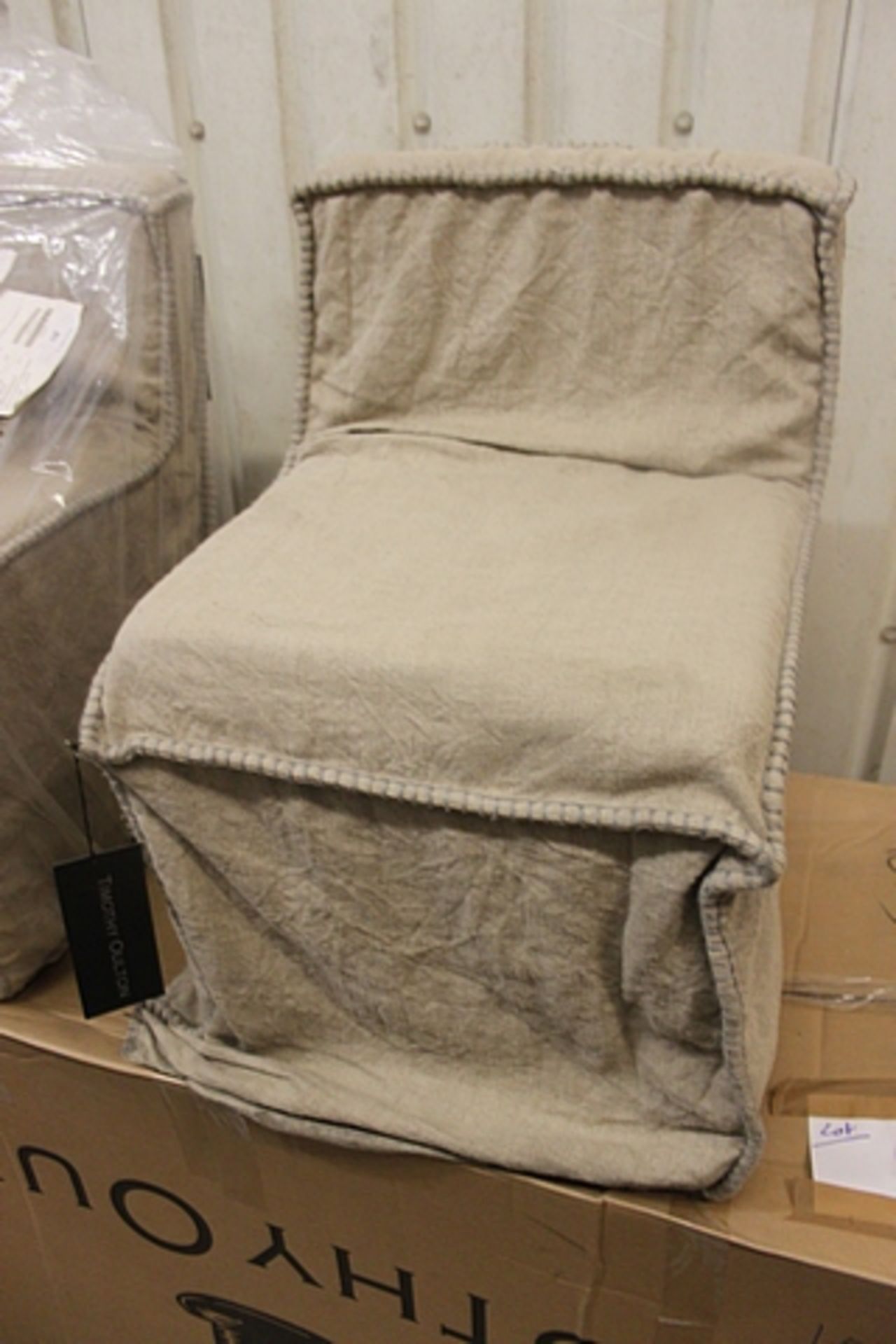 Kenas Cato Chair-Belgium Wrinkle Ecru Linen 50 X 53 X 77cm RRP £320