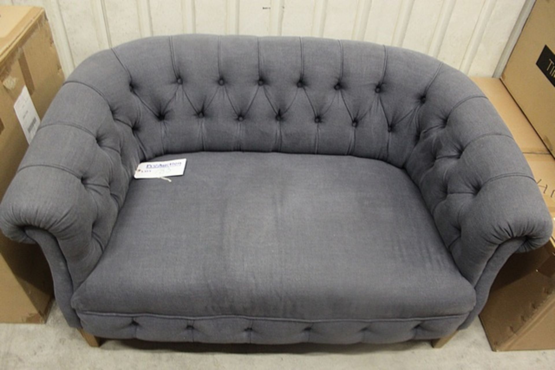 Grace Tufted Tub Sofa 2 Seater Gloss Grey & Weathered Oak RRP £1600 - Image 2 of 2