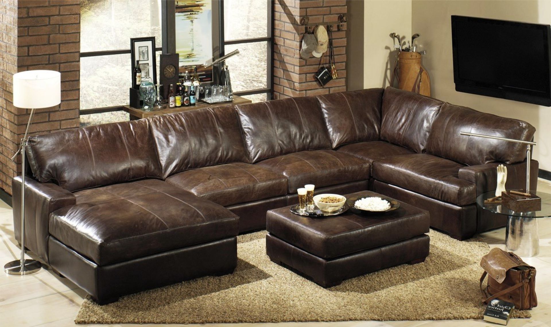 Crosby Leather Sectional Suite Comprising Of Corner Nap.Choco 171x106x88cm RRP £ 2637, Sectional