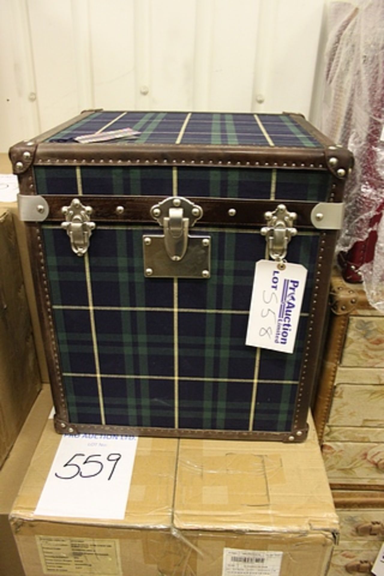 Oxford Small Trunk With Brown Trim Traditional Tartan 51.5 X 45 X 58cm The University Of Oxford