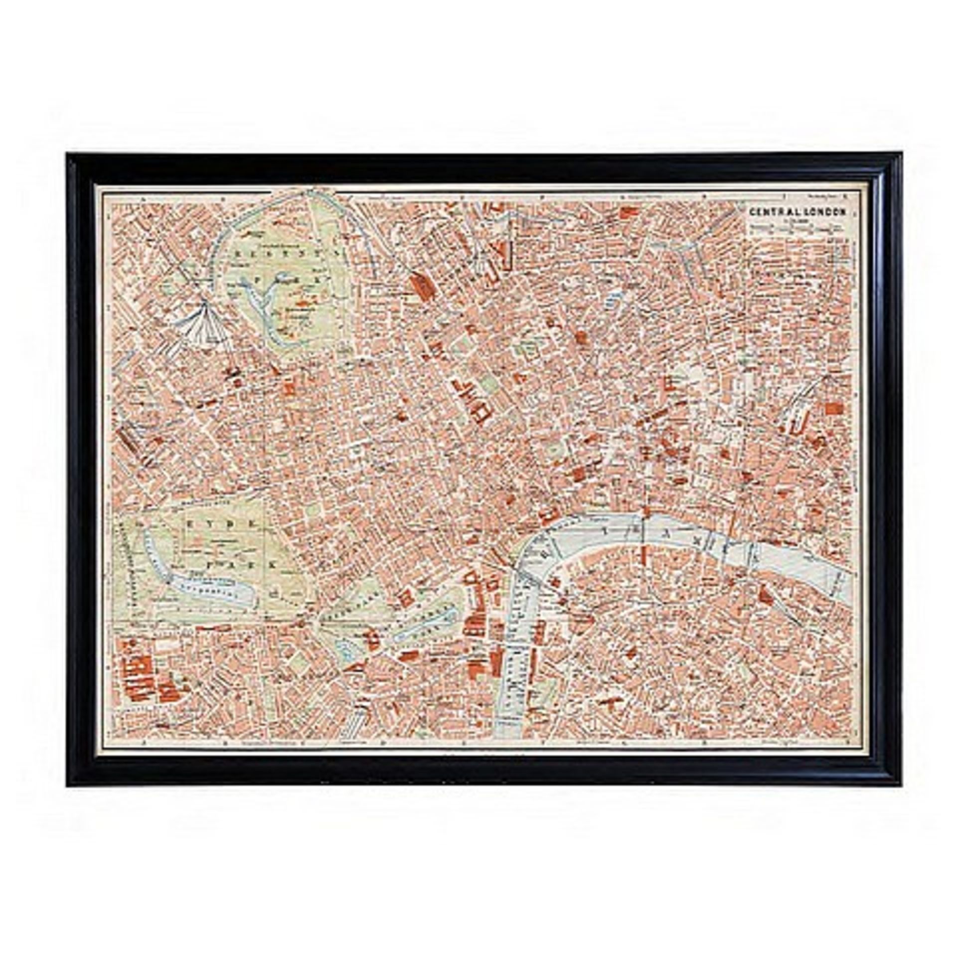 Maps London Art - Artwork (100x82) Black Wood