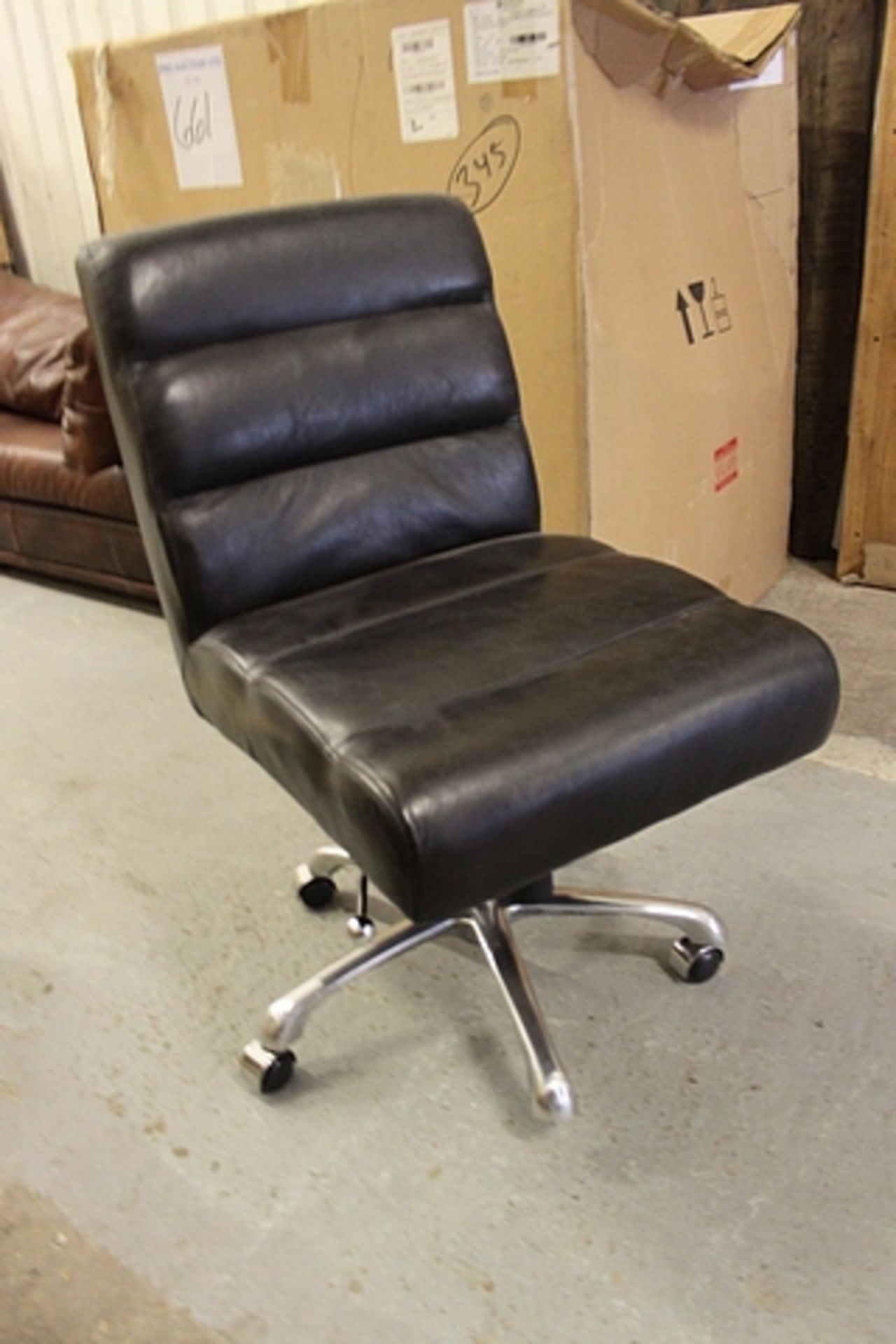 Stinger Desk Chair Black Leather And Blue Jaco Rrp £490