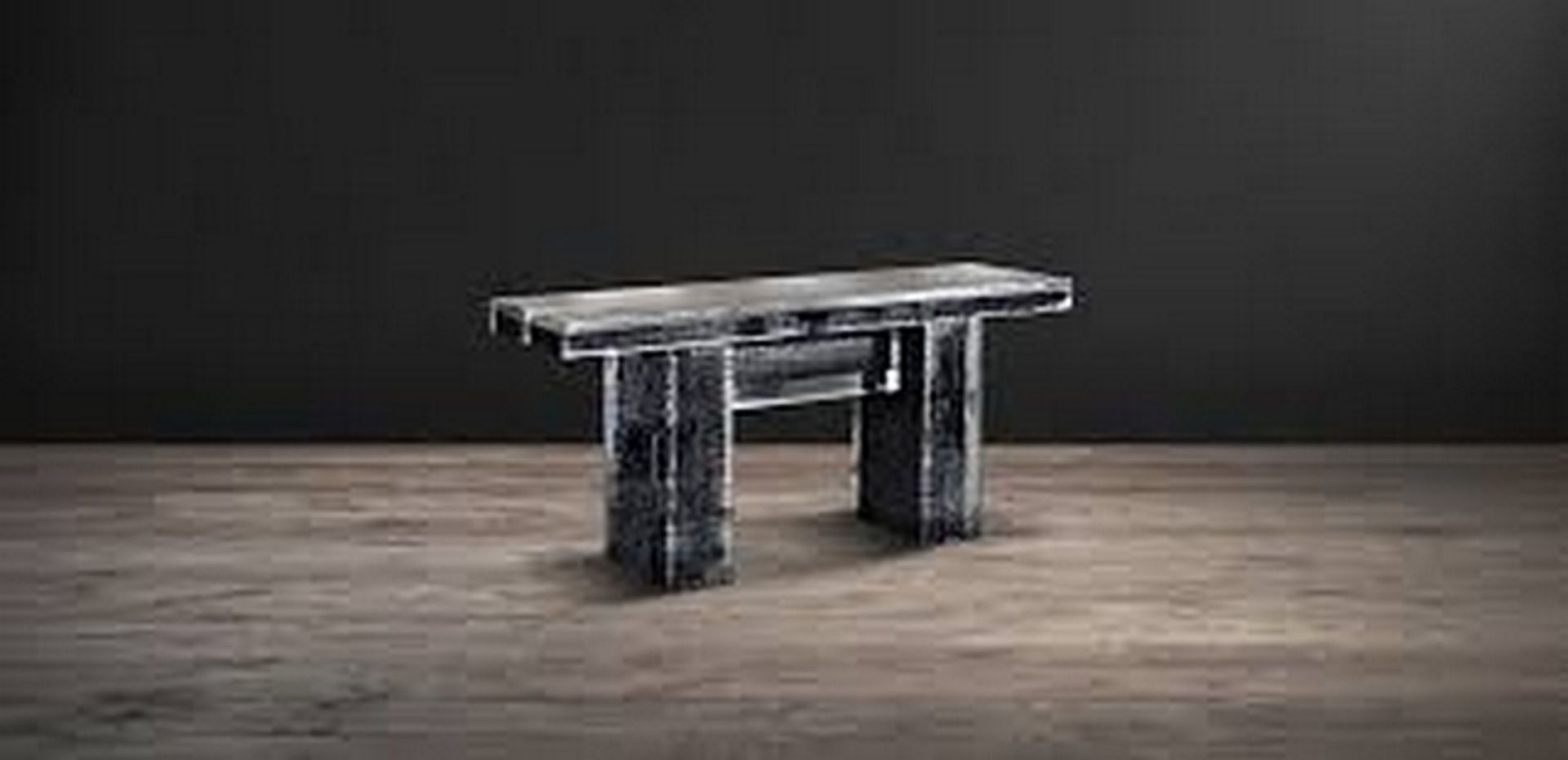 Glacier Console Burnt Wood & Acry 180 X 49.5 X 83cm Like A Primeval Volcanic Eruption Frozen In Time