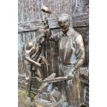 Huge & Unique Fibreglass Tableau Life Size Bronze Form Sculpture in Relief of a Victorian