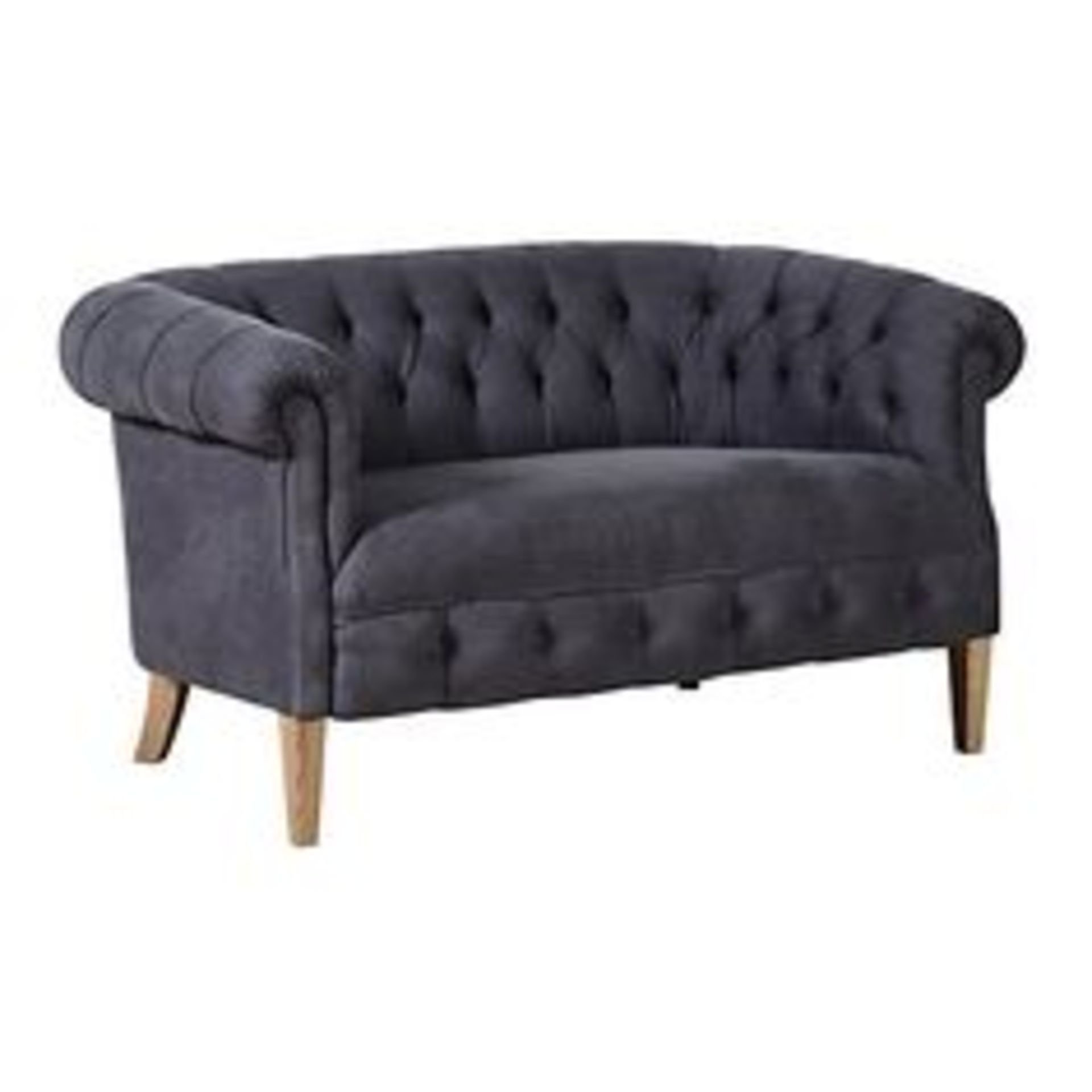 Grace Tufted Tub Sofa 2 Seater Gloss Grey & Weathered Oak RRP £1600