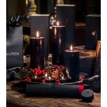 6 X Pillar Candle Large 25 Cm With Leather Scent Matt Black Handcrafted In Our Artisan Houses By