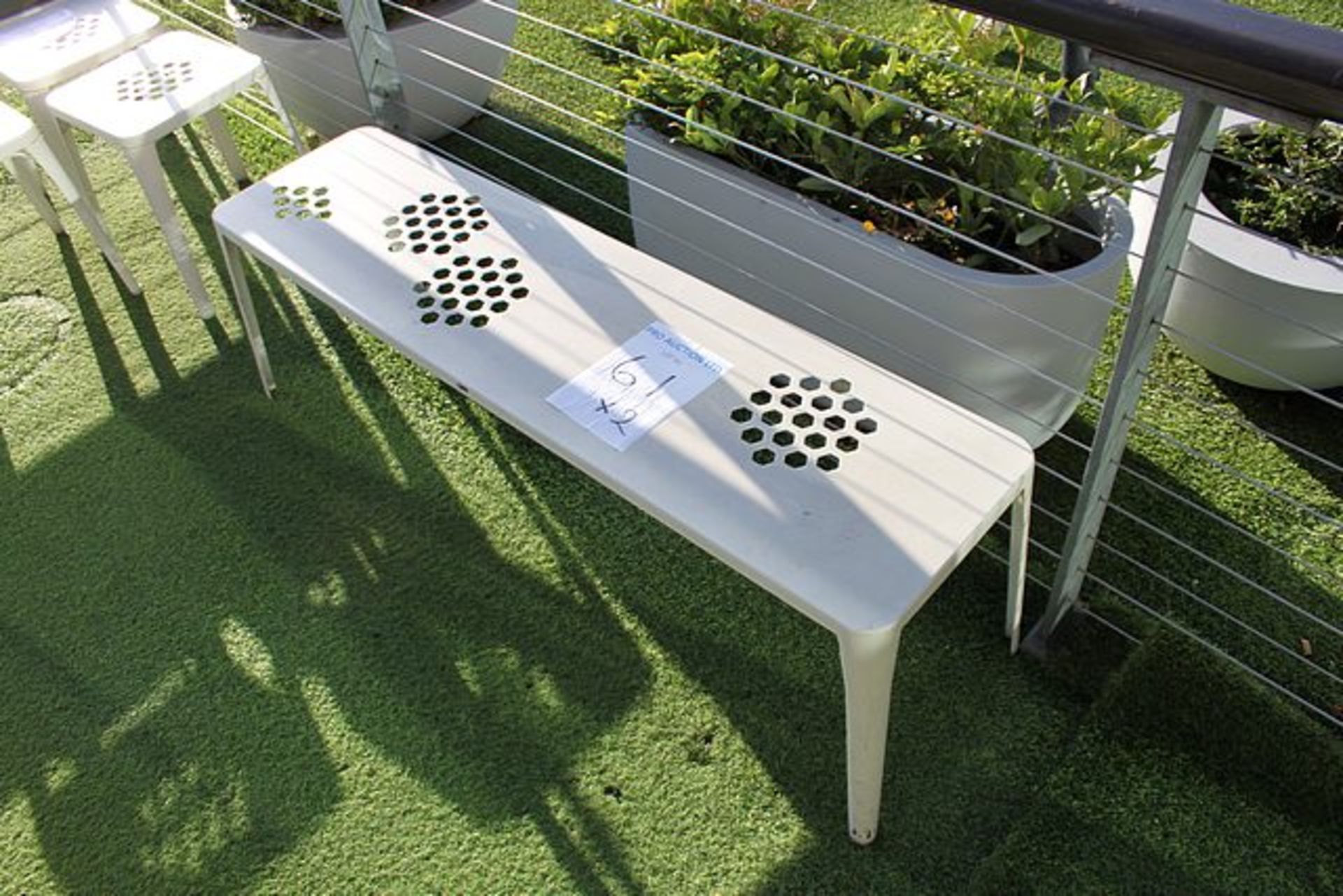 2 x EMU powder coated bench with cushion 1420mm x 360mm x 430mm - Image 2 of 2