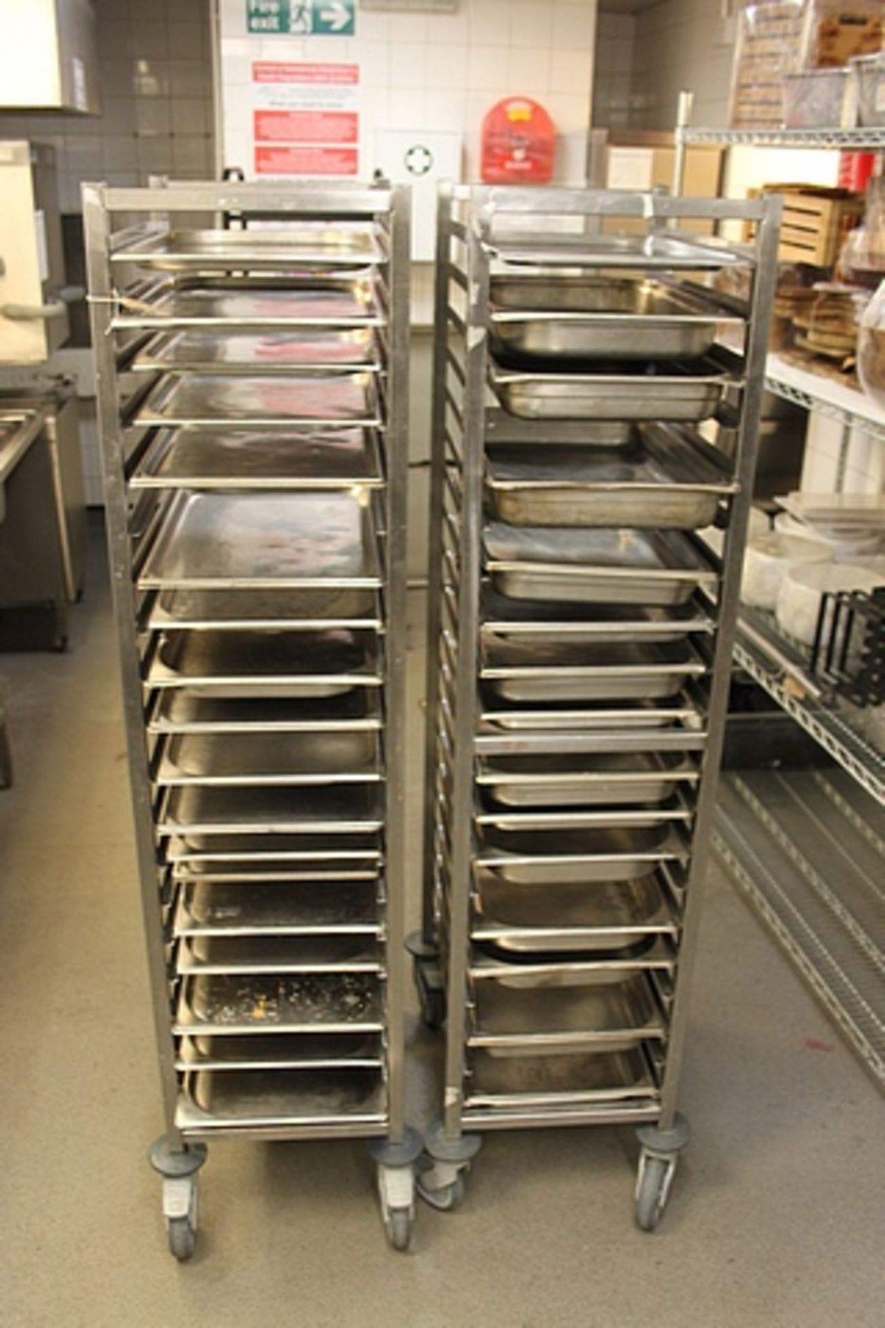 2 x Stainless steel mobile rack 20 tiers 380mm x 580mm x 1650mm