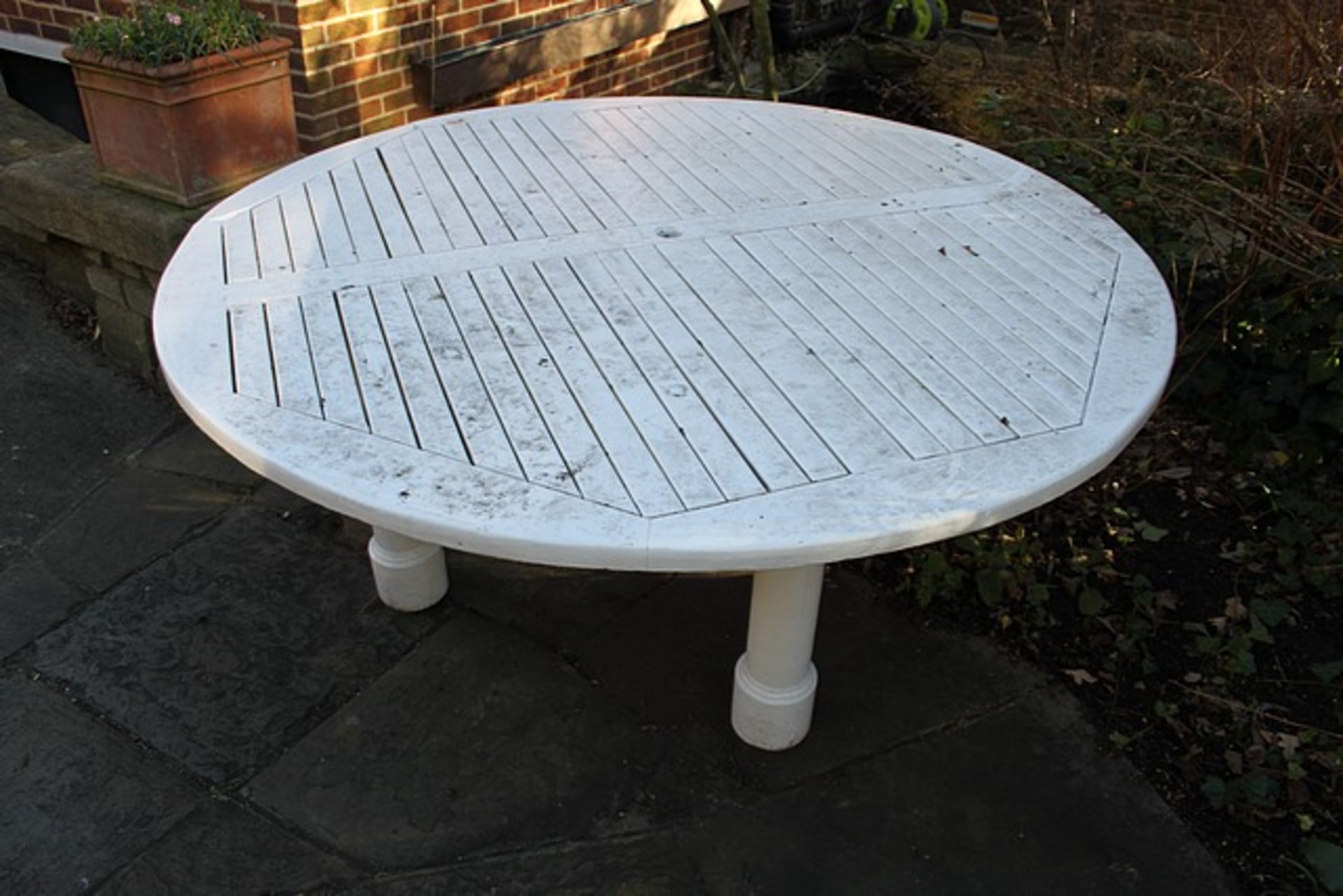 Teak garden table painted white 1800mm