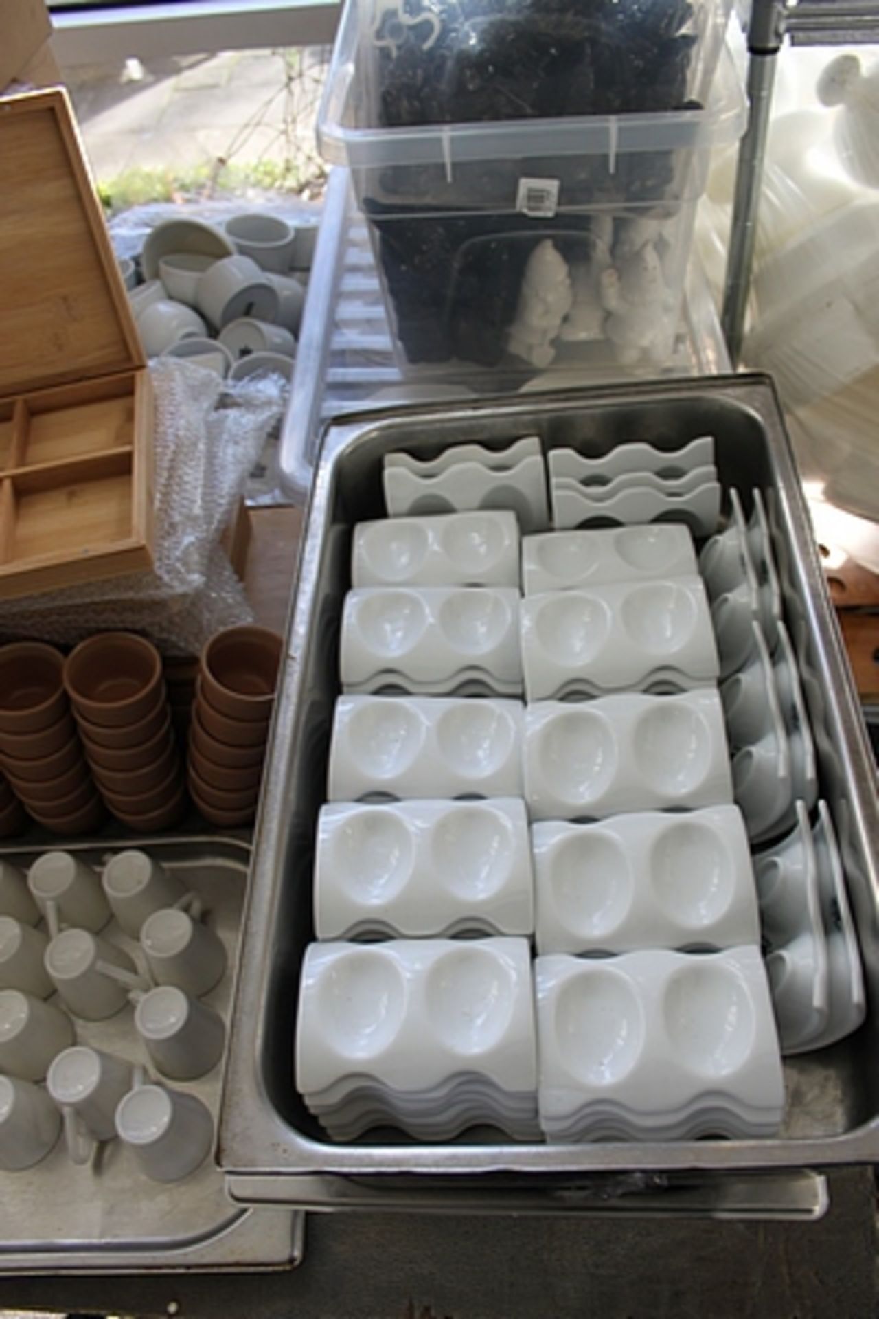 A large quantity of white tableware comprising generally of ramekins, egg cups, espresso cups, mugs, - Image 2 of 3