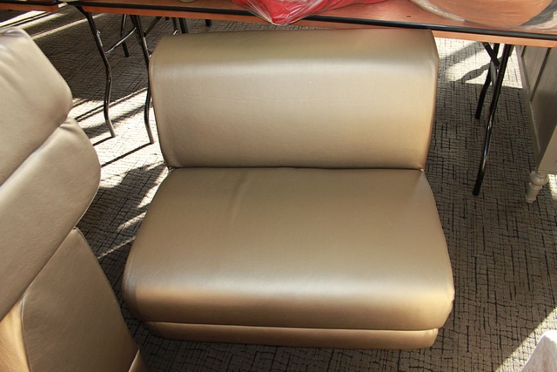 3 x Lounge seat sofa single seater shiny gold leather 830mm x 730mm x 480