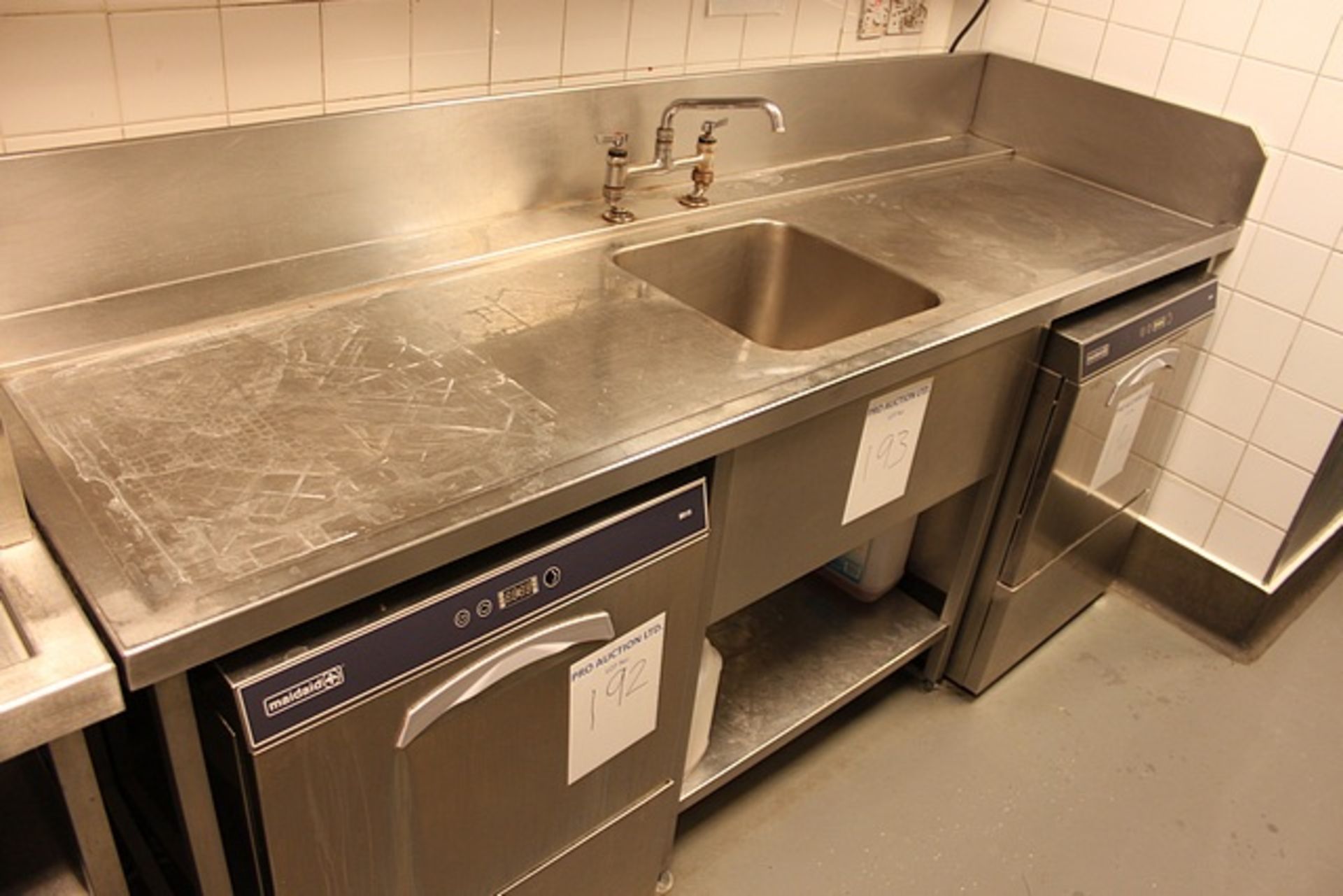 Stainless steel commercial utensil sink 2200mm