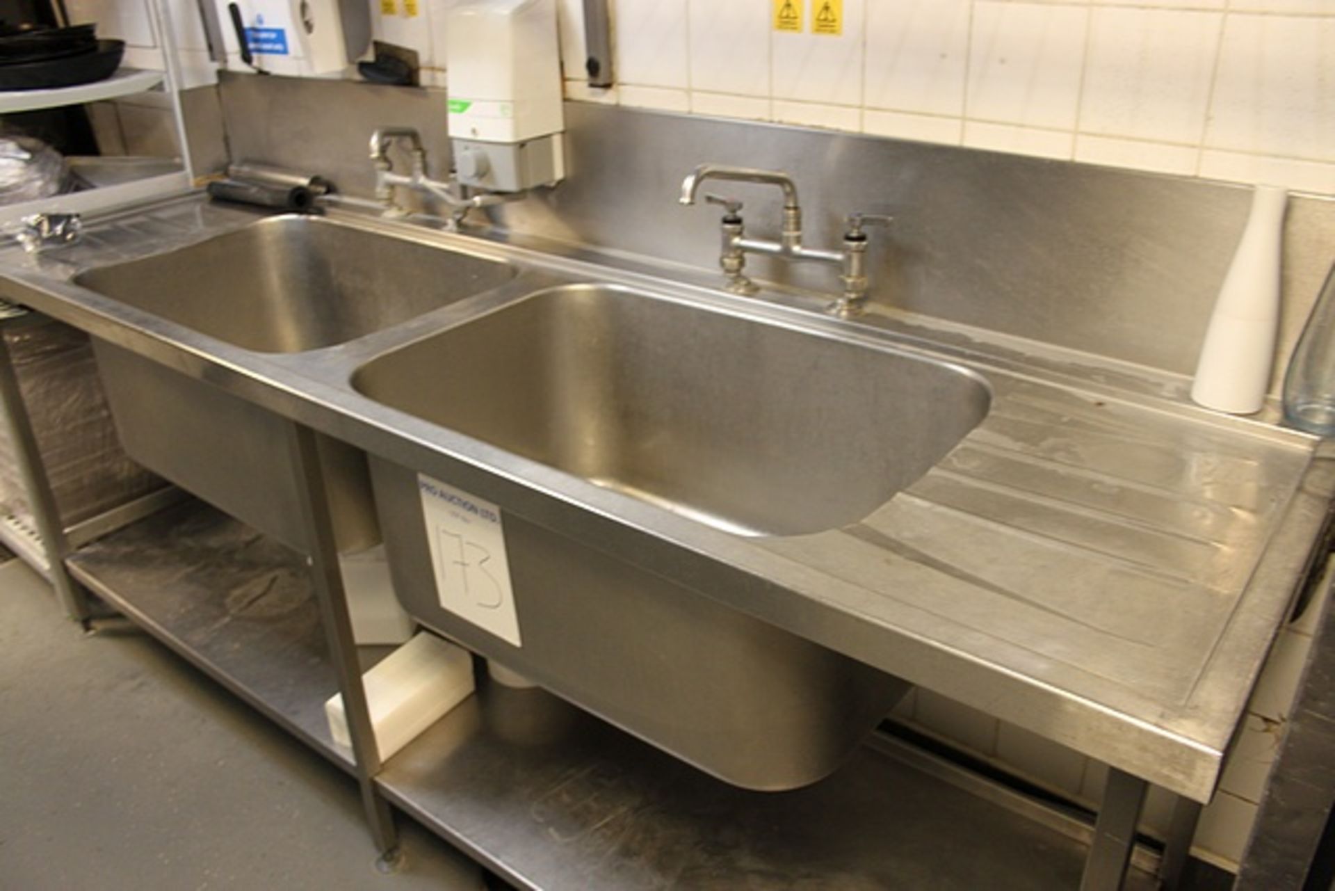 Stainless steel twin utensil basin sink 2400mm