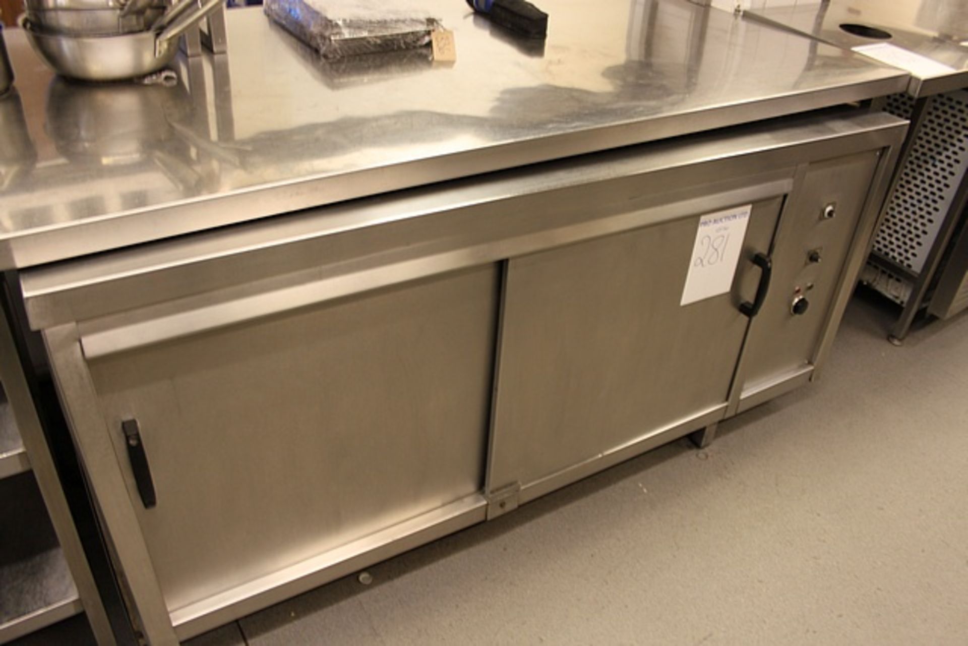 Stainless steel twin sliding through door hot cabinet 1850mm x 700mm x 900mm