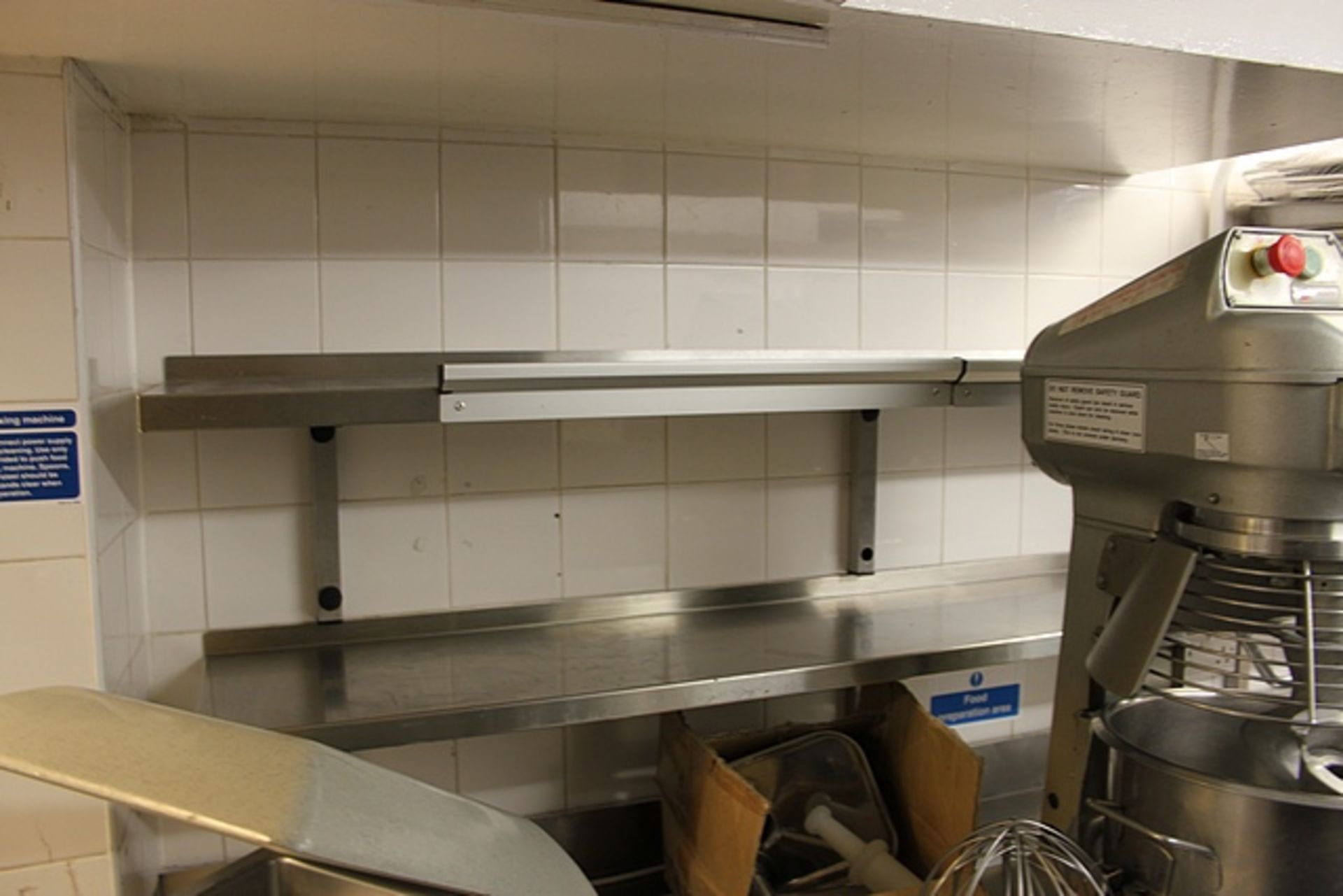 4 x stainless steel wall mounted shelves 2000mm x 300mm
