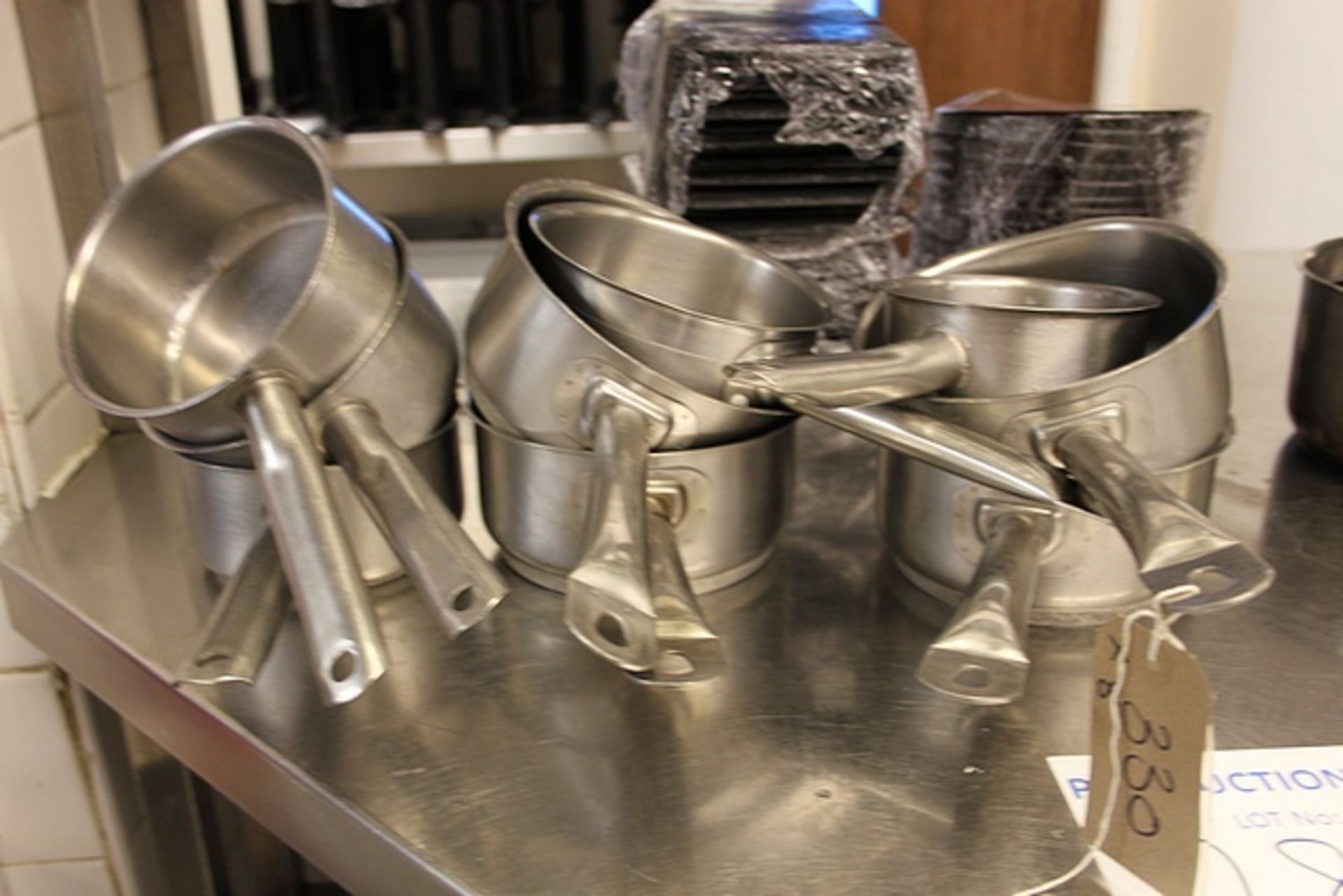 8 x various stainless steel saucepans as lotted